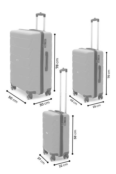 Copella Üçlü (PP)Polipropilen&Kırılmaz 3'lü Valiz Seti - 6
