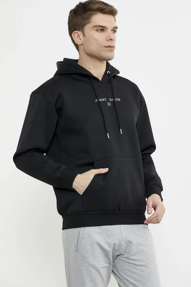 Oversize Kapüşonlu Sweatshirt - Siyah - Resim 3
