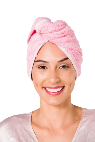 Royam %100 Pamuk Düğmeli Havlu Saç Kurulama Bone Havlu