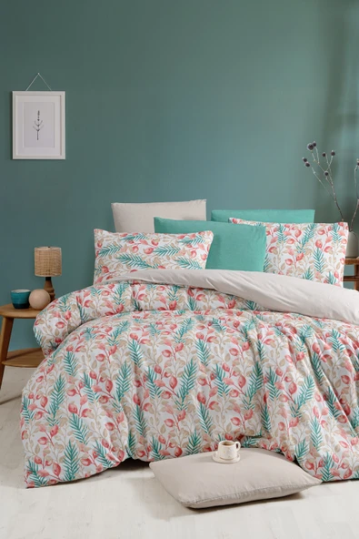 Lastikli Çarşaflı Tek Kişilik Nevresim Takımı Lemon Red