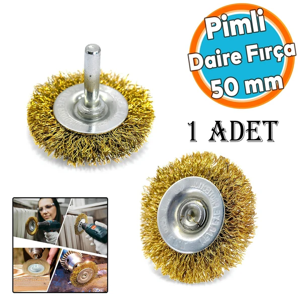 Boya Kurum Pas Zımparalama Kazıma Temizleme Fırçası Pimli Çanak Daire Tel Fırça Matkap Uyumlu 50 mm