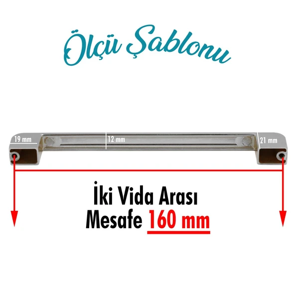Mutfak Kulpu Çekmece Dolap Kapak Kulbu Metal Kulp Mobilya Krom Renk 160 mm Dolabı Kulpları 10 Adet - Resim 2