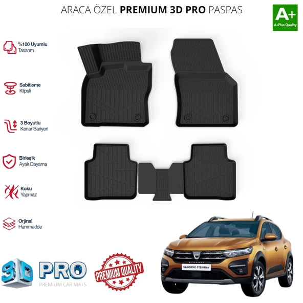 SANDERO ARACA ÖZEL 3D PASPAS 2020 2021 2022 2023 2024
