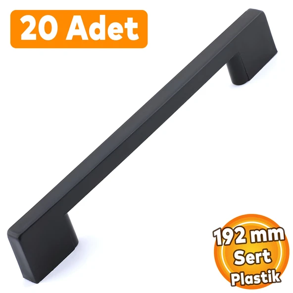 (SERT PLASTİK) 20 Adet Köprü 192 Mm Siyah Mobilya Mutfak Çekmece Dolabı Dolap Kulbu Kulpu Kulpları