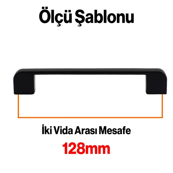 Mobilya Banyo Mutfak Dolabı Çekmece Dolap Kapak Kulpu Kulbu Siyah 128 mm Metal Kulp 10 Adet - Resim 2