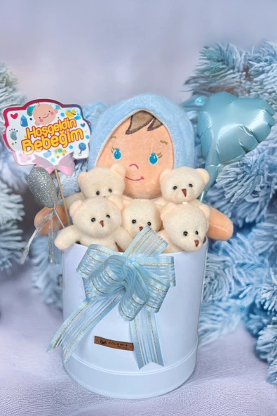 Özel Kutuda Uyku Arkadaşı Bebeto Peluş Bebeği ile Yeni Doğan Hediye Seti- Babyshower, Yenidoğan Hediyesi - 10