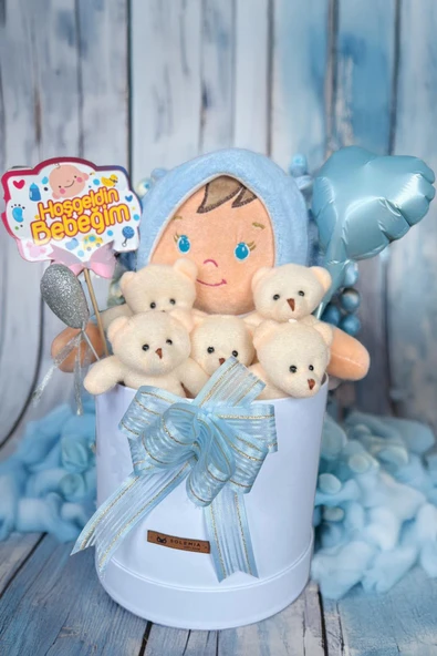 Özel Kutuda Uyku Arkadaşı Bebeto Peluş Bebeği ile Yeni Doğan Hediye Seti- Babyshower, Yenidoğan Hediyesi - 7