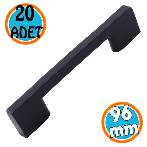 Mobilya Mutfak Dolabı Çekmece Dolap Kulp Kapak Kulpu Kulbu Siyah 96 mm Kulp (SERT PLASTİK) 20 Adet - 6