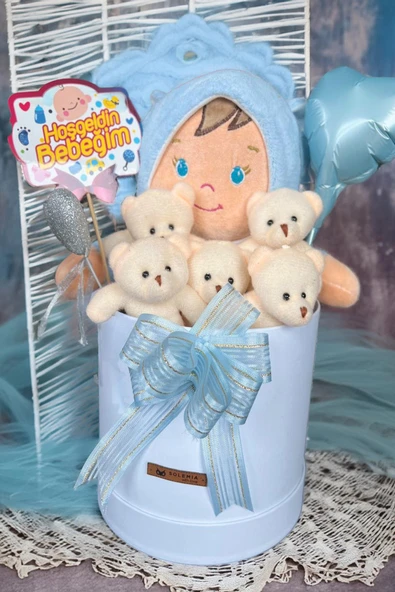 Özel Kutuda Uyku Arkadaşı Bebeto Peluş Bebeği ile Yeni Doğan Hediye Seti- Babyshower, Yenidoğan Hediyesi - 2