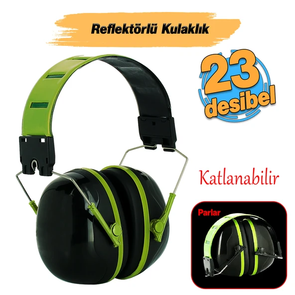 Reflektörlü Reflektif Manşonlu Kulaklık Gürültü Önleme 25 dB Ses Koruma Kulak İşitme Koruyucu