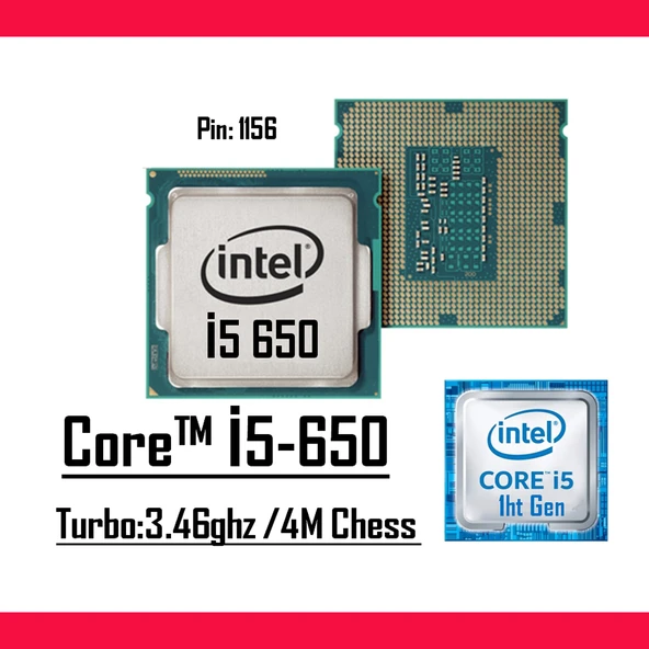 Intel® Core™ i5 650 3.20 Ghz 4mb Cache Lga 1156p Tray Masaüstü Bilgisayar İşlemci