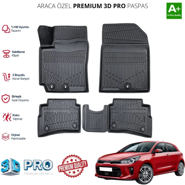 KİA RİO ARACA ÖZEL 3D PASPAS 2017 2018 2019 2020 2021 2022 2023
