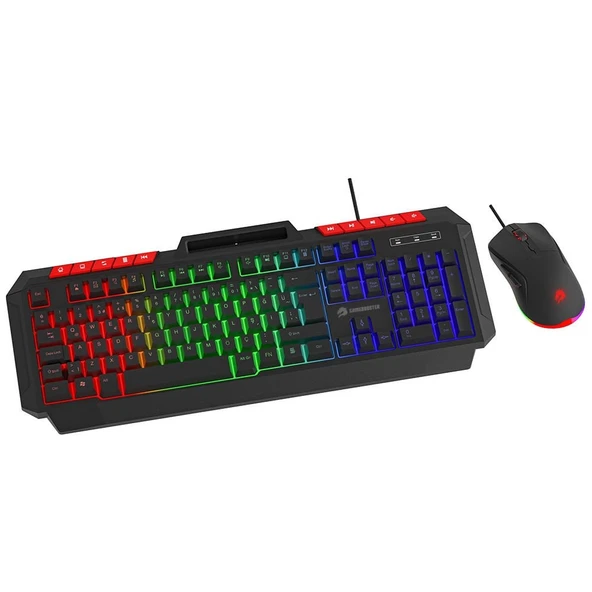 GameBooster Knight KM-11B Rainbow Aydınlatmalı Kablolu Oyuncu Klavye & RGB Mouse Set - Siyah - Resim 3