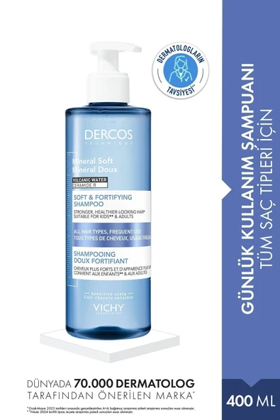 Vichy Dercos Mineral Soft Kepeğe Karşı Bakımı Tamamlayıcı Günlük Kullanım Şampuanı 400 ML