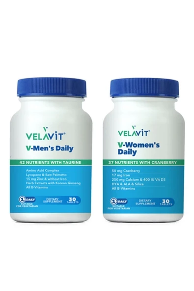 Velavit Multivitamin Set | V-daily Men 30 Tablet - V-daily Women's 30 Tablet