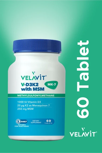 Velavit V-D3K2 with MSM 60 Tablet