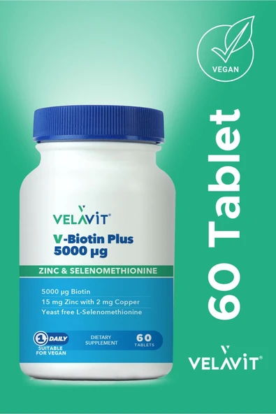 Velavit V-Biotin Plus 5000mcg Takviye Edici Gıda 60 Tablet