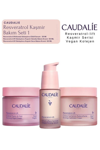 Caudalie Resveratrol Kaşmir Bakım Seti 1 | Gece Krem - Gündüz Kremi - Serum Orijinal BOY SET