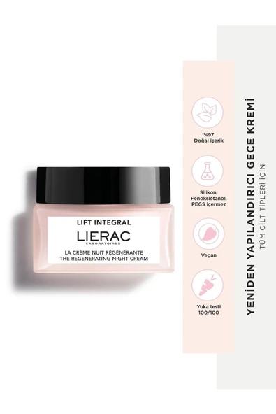 Lierac Lift Integral Night Cream Yeniden Yapılandırıcı, Vegan, Gül Yağı Içeren, Gece Bakım Kremi 50