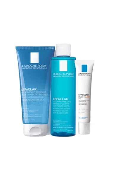 La Roche Posay Effaclar Güneş Korumalı Akne Bakım Seti | Effaclar Duo Spf 30 Jel Tonik Orijinal Boy Set