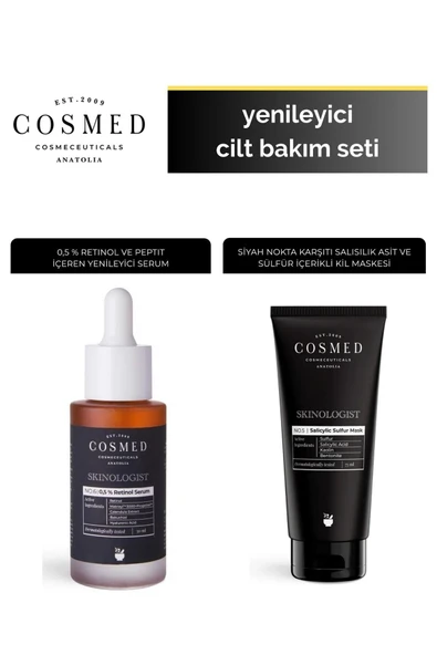 COSMED Skinologist Retinol Serum & Sulfer Mask Orijinal Boy