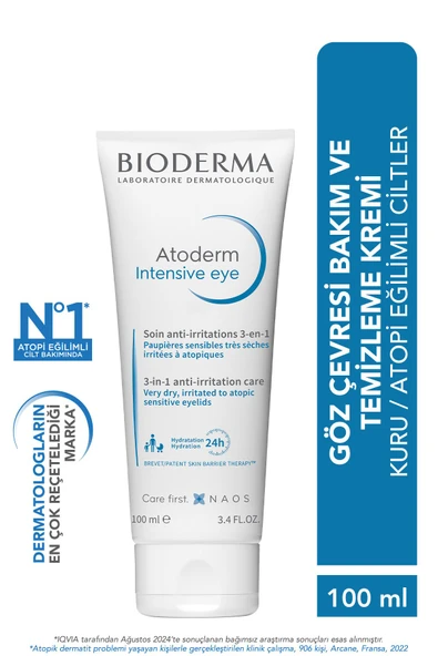 Bioderma Atoderm Intensive Eye Kuru Atopi Eğilimli Göz Çevresi Kremi ve Temizleyici Hyalüronik Asit 100 ml