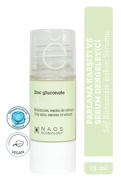Etat Pur Pure Active Zinc Gluconate Çinko Parlama Karşıtı Sebum Dengeleyici Konsantre Cilt Bakım Serumu 15 mL
