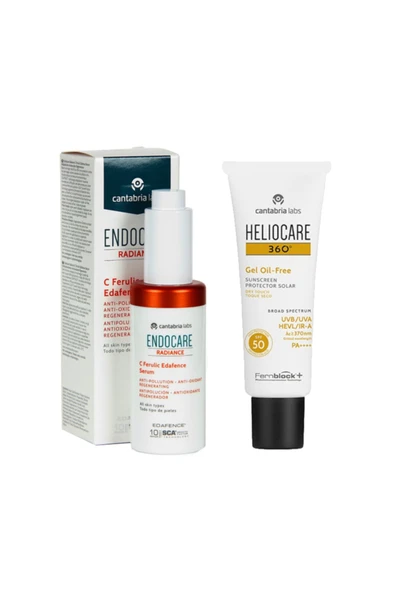 ENDOCARE Radiance C Ferulic Edafence Serum 30 Ml  Heliocare 360 Gel Oil Free Güneş Koruyucu Lekeset