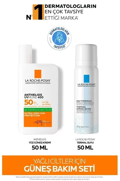 La Roche Posay Yağlı Ciltler İçin Güneş & Cilt Bakım Seti:Anthelios Oil Control Fluide Yüz Güneş Kremi &Termal Su