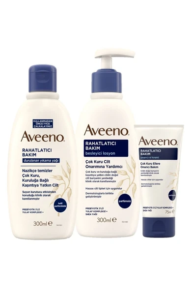 AVEENO Çok Kuru Ciltlere Özel Rahatlatıcı Bakım Seti | Losyon + Krem + Temizleme