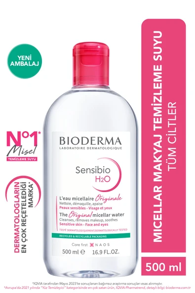 Bioderma Sensibio H2O Hassas ve Normal Ciltler için Micellar Makyaj Temizleme Suyu 500 ml