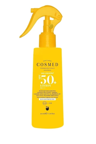 Cosmedi Cosmed Sun Essential Lotion Spf 50 Tüm Cilt Tipleri Için Aile Boy Yüz Ve Vücut Sprey Güneş Kremi 200