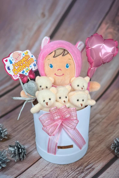 Özel Kutuda Uyku Arkadaşı Bebeto Peluş Bebeği ile Yeni Doğan Hediye Seti- Babyshower, Yenidoğan Hediyesi - 3