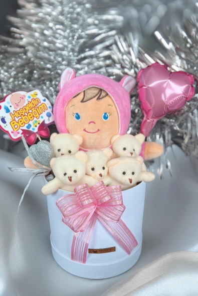 Özel Kutuda Uyku Arkadaşı Bebeto Peluş Bebeği ile Yeni Doğan Hediye Seti- Babyshower, Yenidoğan Hediyesi - 7