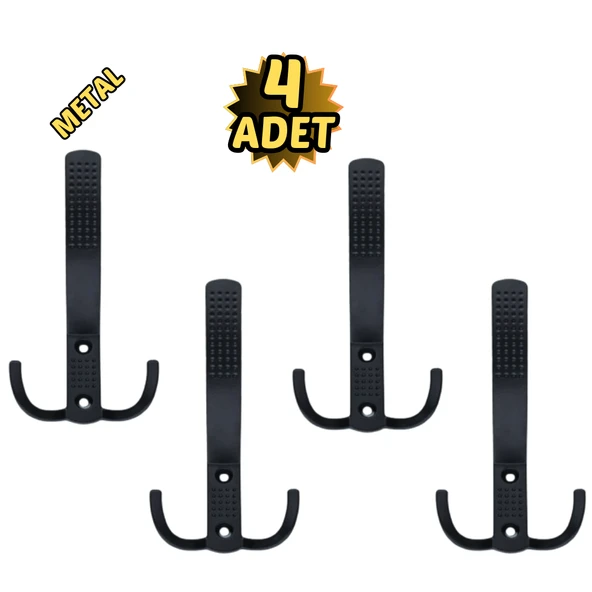 Noktalı Portmanto Vestiyer Askısı Metal Mat Siyah 4’lü