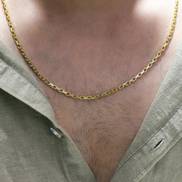 Halkalı 14 Ayar Altın Erkek Zincir Kolye - 2