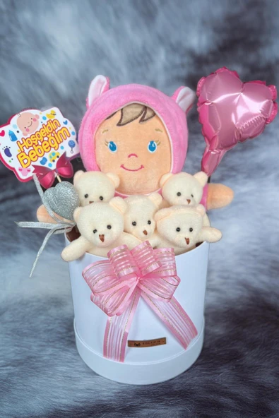 Özel Kutuda Uyku Arkadaşı Bebeto Peluş Bebeği ile Yeni Doğan Hediye Seti- Babyshower, Yenidoğan Hediyesi - 6