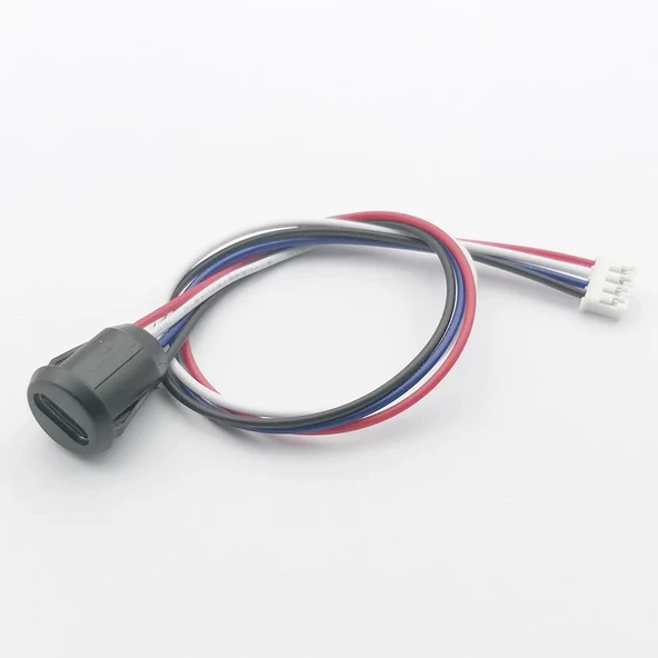 Type C Panel Montaj Dişi Soket 4 Pin 15cm Kablolu Siyah  Uzatma USB 3.1 Konnektör Araba Kamera Oyuncak Telefon Şarj Mp3 Tablet - 5