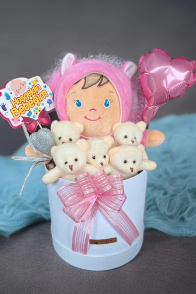 Özel Kutuda Uyku Arkadaşı Bebeto Peluş Bebeği ile Yeni Doğan Hediye Seti- Babyshower, Yenidoğan Hediyesi - 2