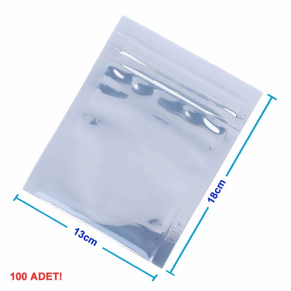 Kilitli Antistatik Poşet 13x18cm 100 Adet  Şeffaf Su Toz Geçirmez Koruyucu Esd Metalize Torba Çanta Elektronik Devre Malzeme Saklama