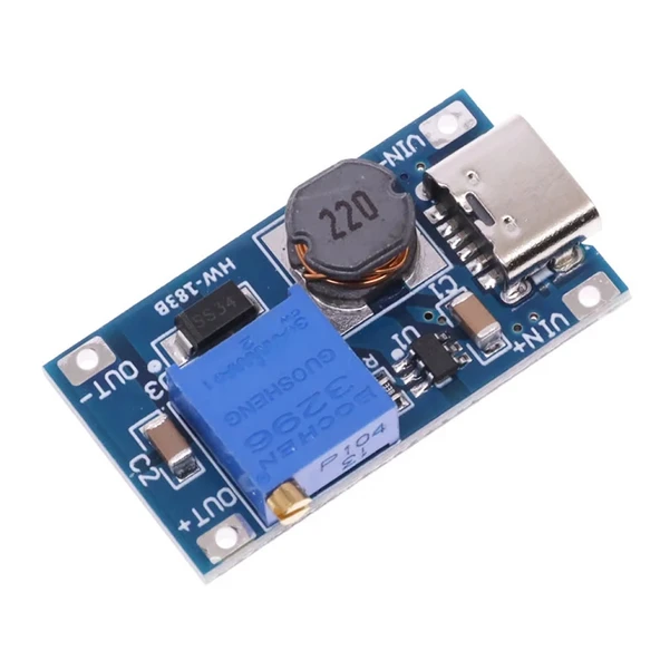 MT3608 Type C Usb 28V 2A DC Boost Modül  Ayarlanabilir Voltaj Yükseltici Güç Kaynağı Step Up Dc Çevirici - Resim 6