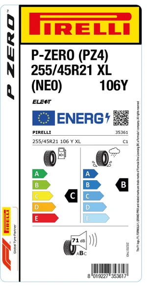 Pirelli 255/45R21 106Y XL P-Zero (PZ4) (NE0) ELT Oto Yaz Lastiği (Üretim: 2024) - Resim 2