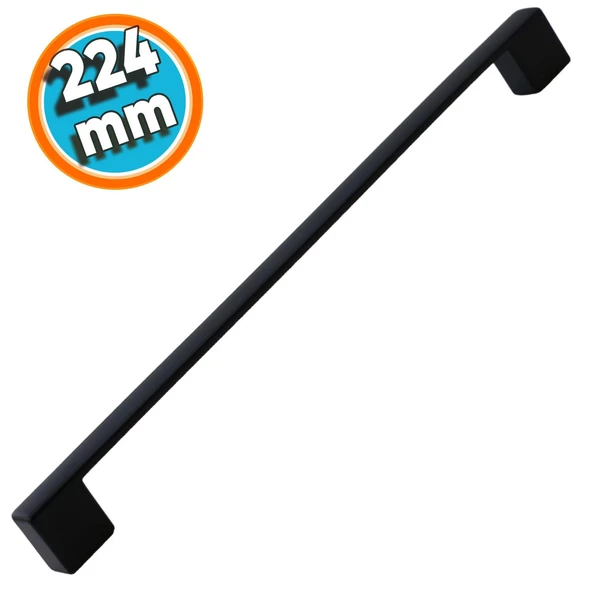 Mobilya Mutfak Banyo Dolabı Çekmece Dolap Kapak Kulpu Kulbu Mat Siyah 224 mm Metal Kulp 10 Adet ürün görseli