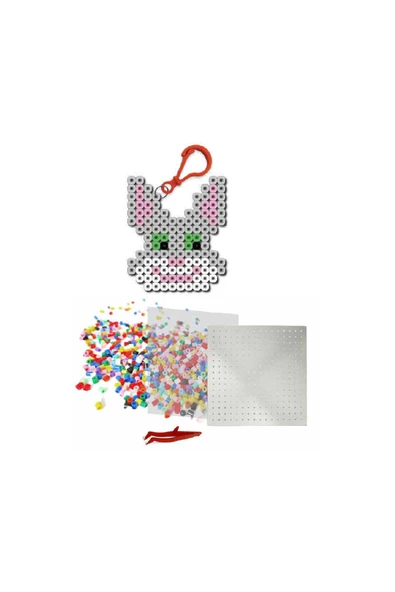 Akıllı Tavşan Momo Ütü ile Yapışan Midi Boncuk Anahtarlık Etkinlik Seti-Pixel Pixel MB14 - 2