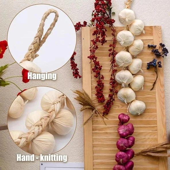 Nettenevime Yapay Soğan Salkımı Süs Sahte Beyaz Soğan Yapay Meyve Sebze - Resim 2