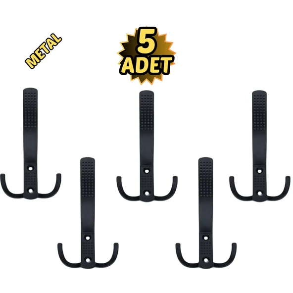 Noktalı Portmanto Vestiyer Askısı Metal Mat Siyah 5’li