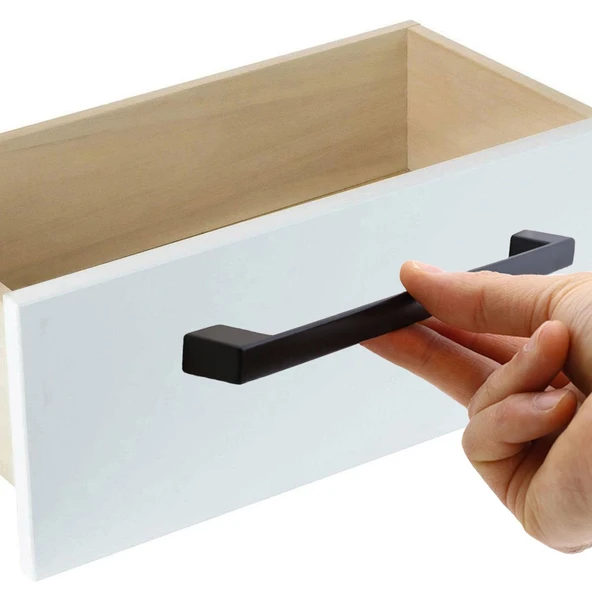 Mobilya Mutfak Banyo Dolabı Çekmece Dolap Kapak Kulpu Kulbu Mat Siyah 224 mm Metal Kulp 10 Adet - Resim 3