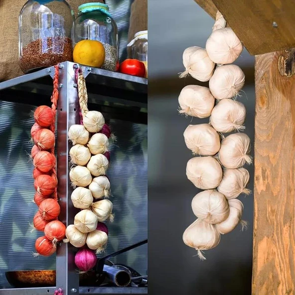 Nettenevime Yapay Soğan Salkımı Süs Sahte Beyaz Soğan Yapay Meyve Sebze - Resim 3