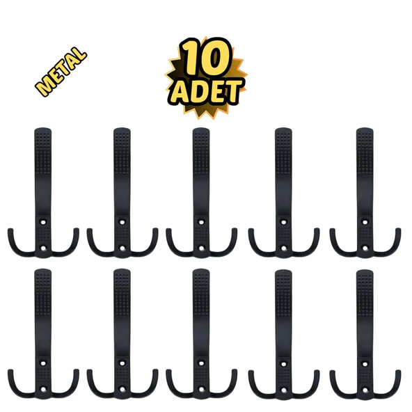 Noktalı Portmanto Vestiyer Askısı Metal Mat Siyah 10’lu