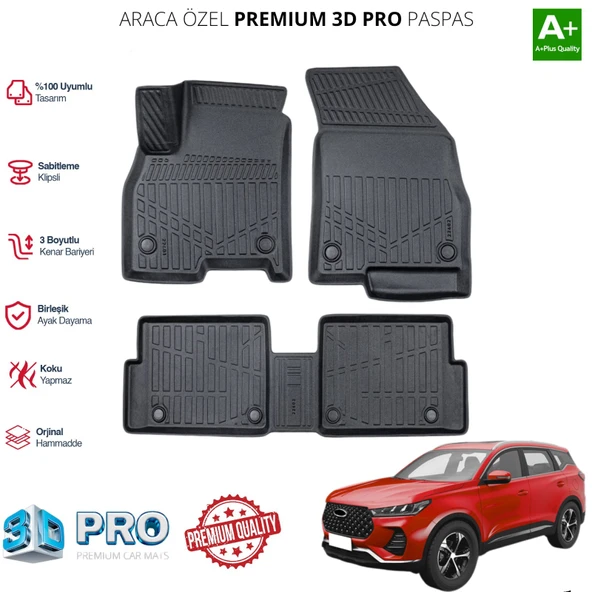 TİGGO 7 PRO ARACA ÖZEL 3D PASPAS 2022 2023 2024 2025 ürün görseli 1